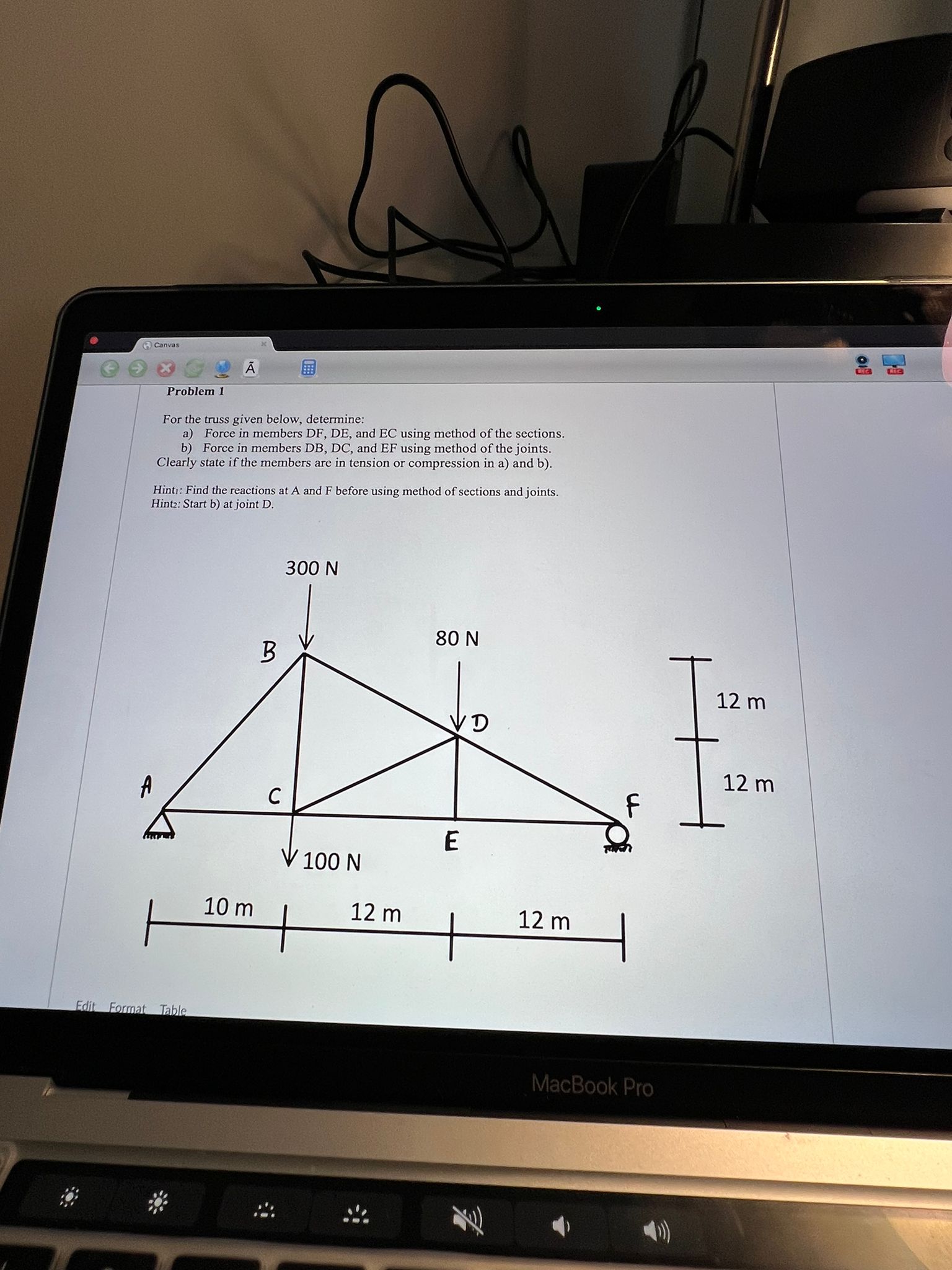 Problem 1 For the truss given below, detc a )