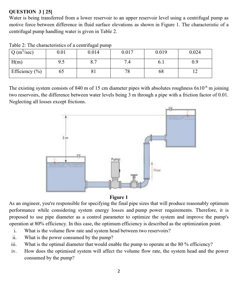 QUESTION 3 [ 2 5 ] Water is being transferred