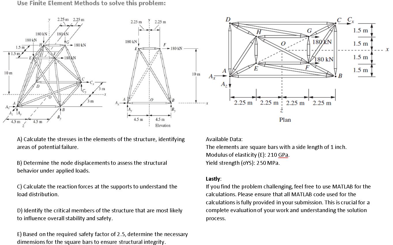 A ) Calculate the stresses in the elements of the