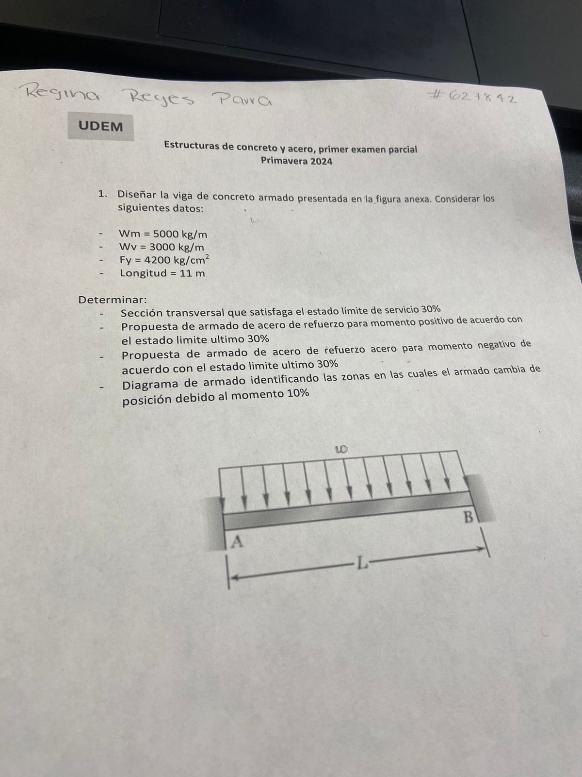 Estructuras de concreto y acero, primer examen