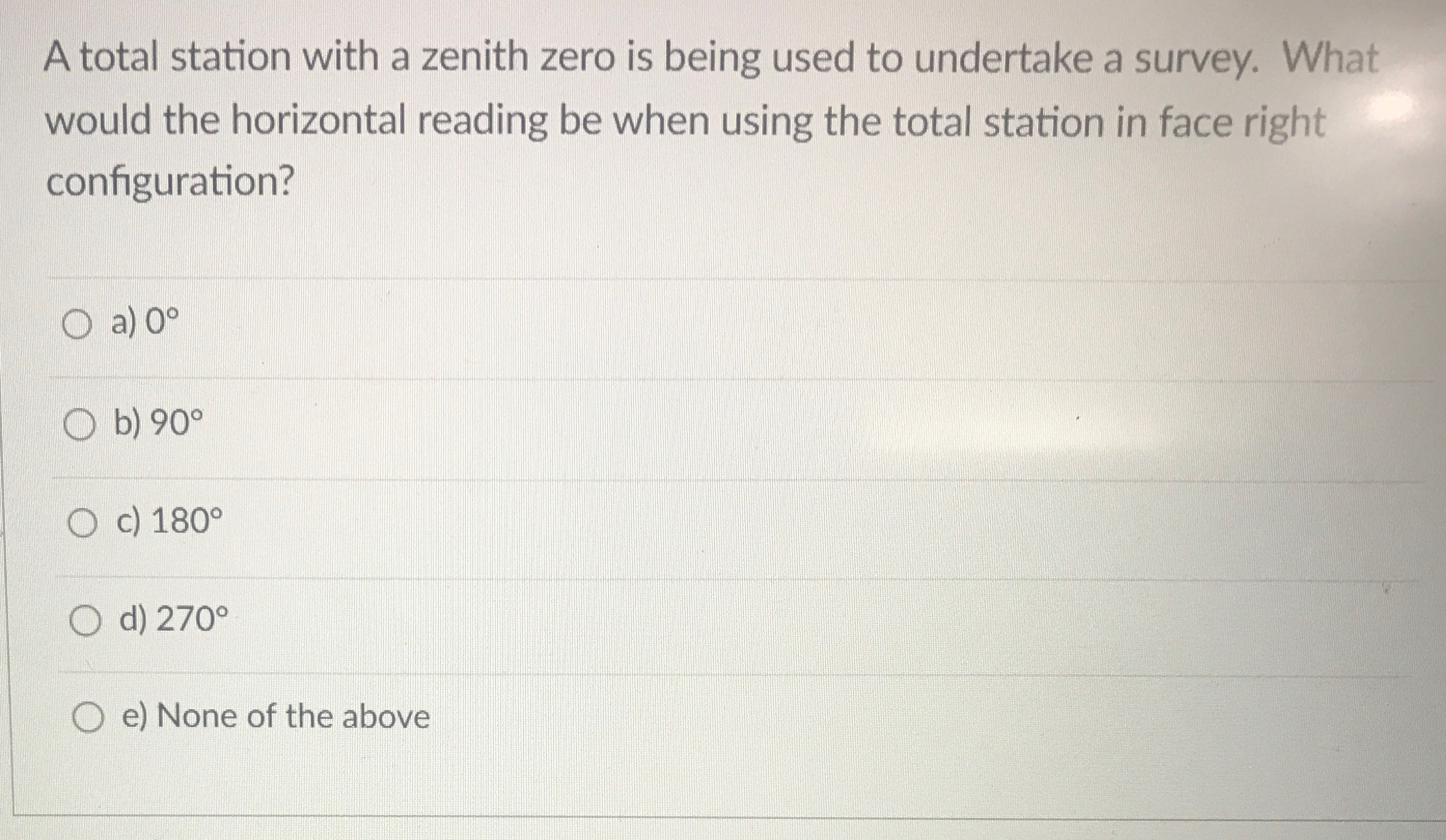 A total station with a zenith zero is being used