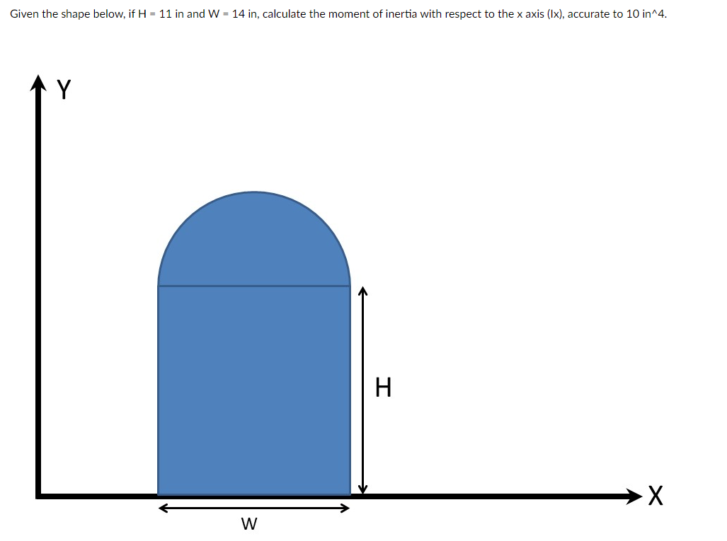 Given the shape below, if H = 1 1 in and W = 1 4