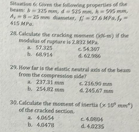 Situation 6 , Given the following properties of