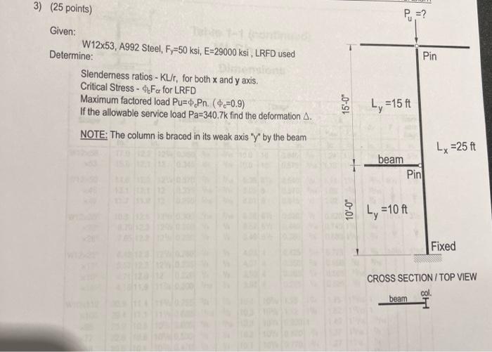 Given: W 1 2 x 5 3 , A 9 9 2 Steel,ksi, E = 2 9 0