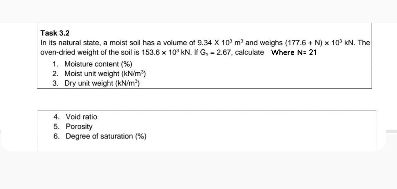 In its natural state, a moist soil has a volume