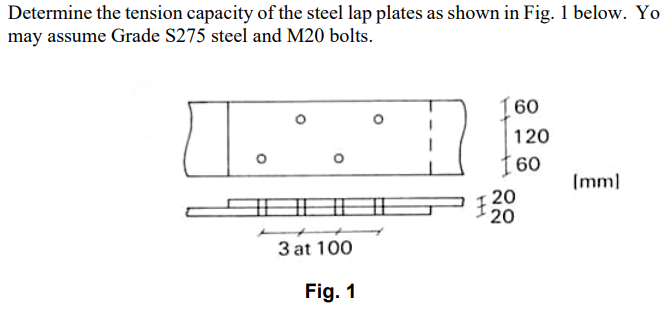 Determine the tension capacity of the steel lap