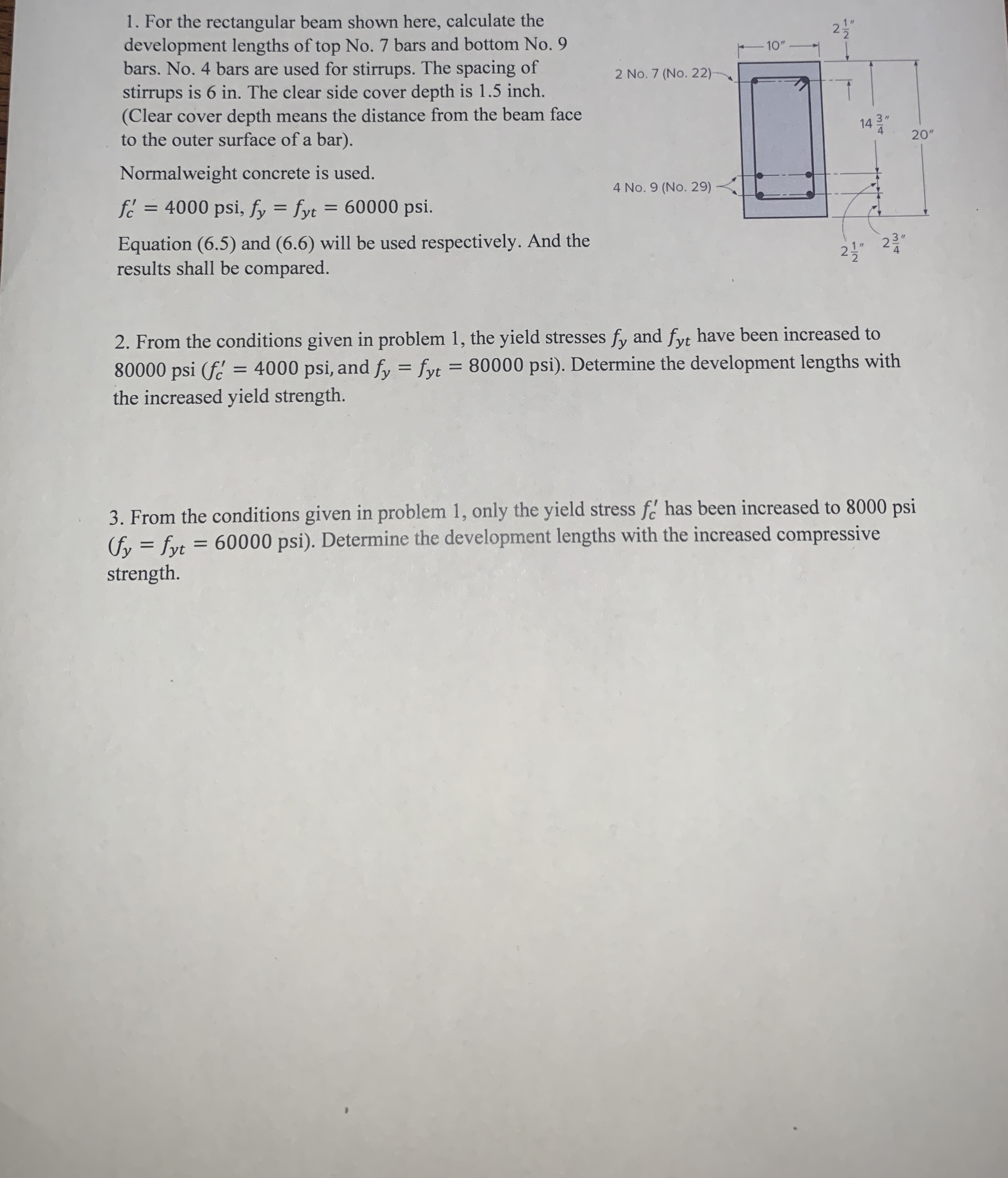 Problem 2 . For the rectangular beam shown here,