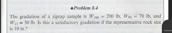 larr Problem 8 . 4 The gradation of a riprap