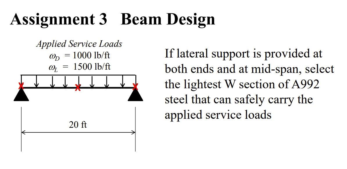 Assignment 3 Beam Design Applied Service Loads D