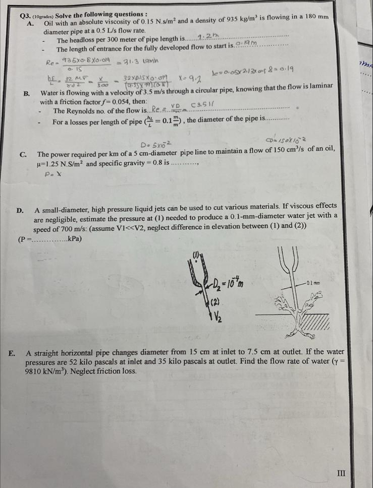 Q 3 . ( 1 0 grades ) Solve the following