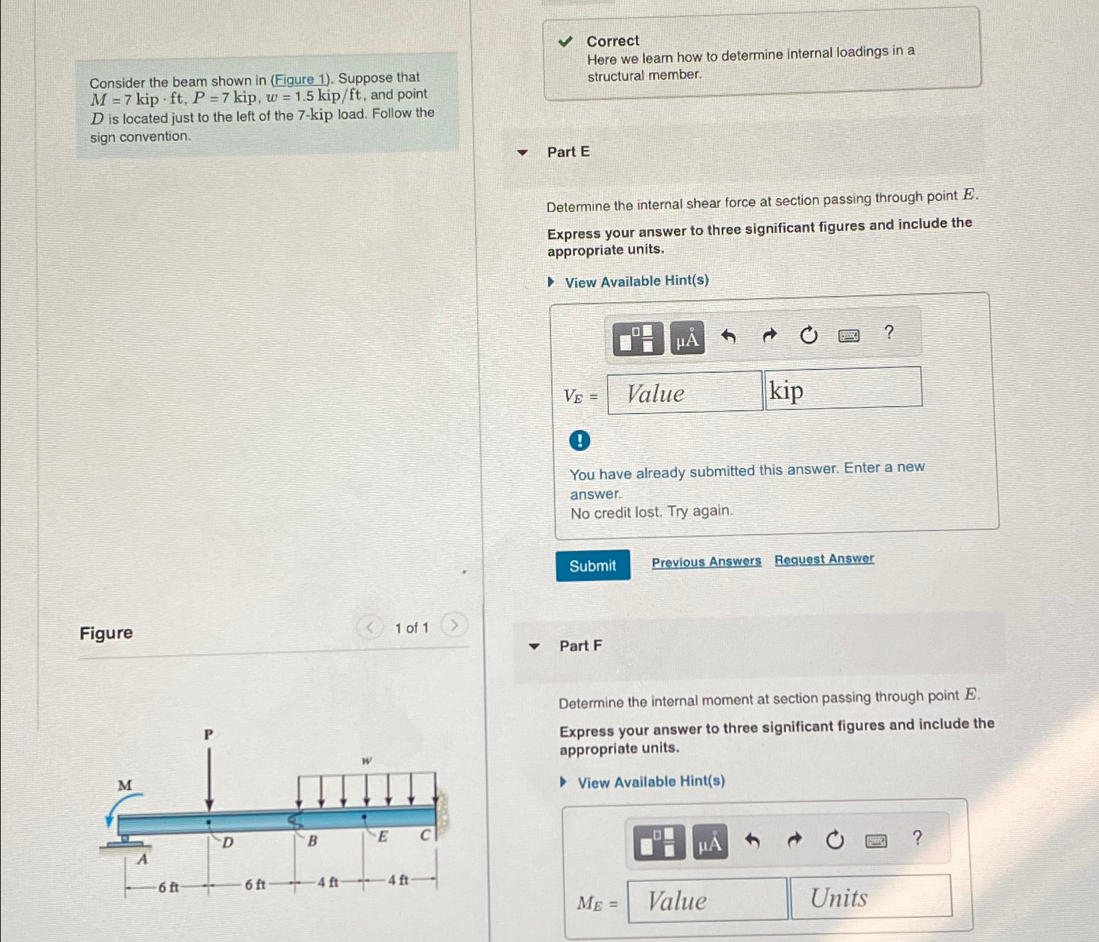 Correct Consider the beam shown in ( Figure 1 ) .