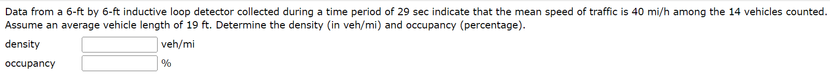 Data from a 6 - f t by 6 - ft inductive loop