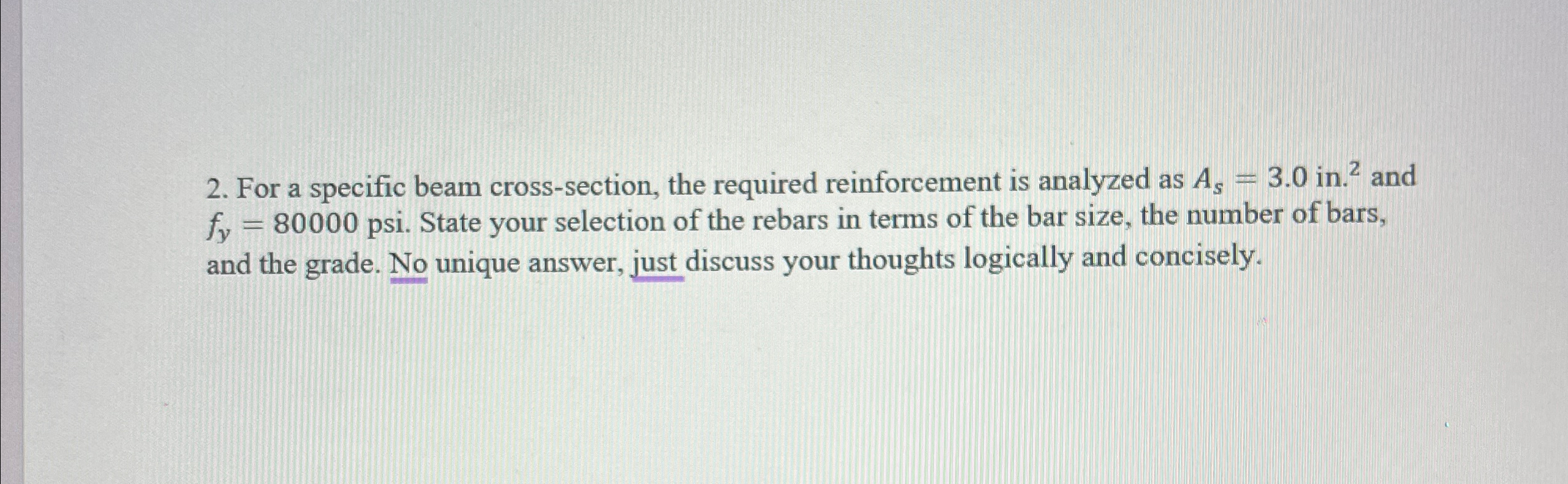 For a specific beam cross - section, the required