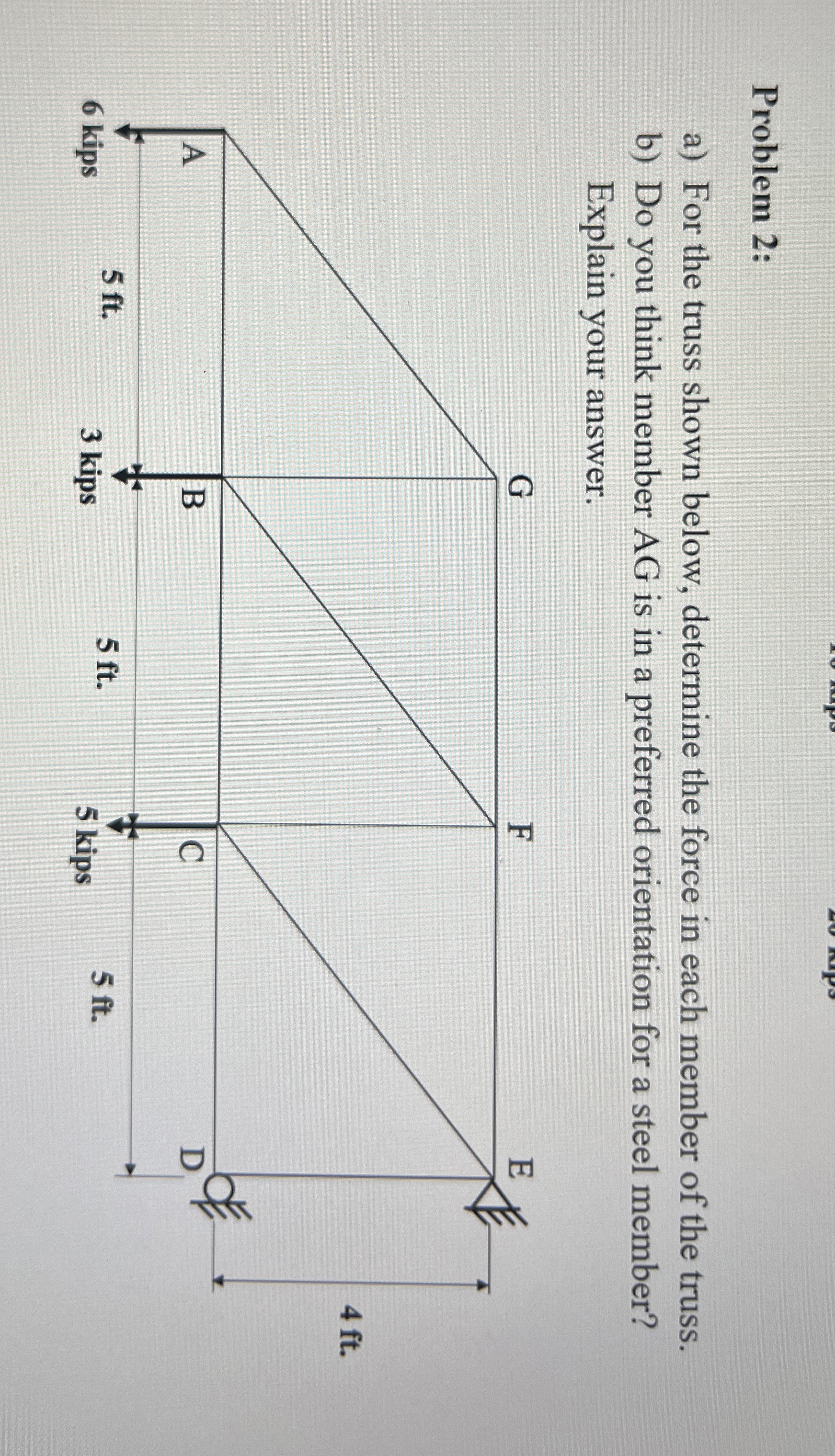 Problem 2 : a ) For the truss shown below,