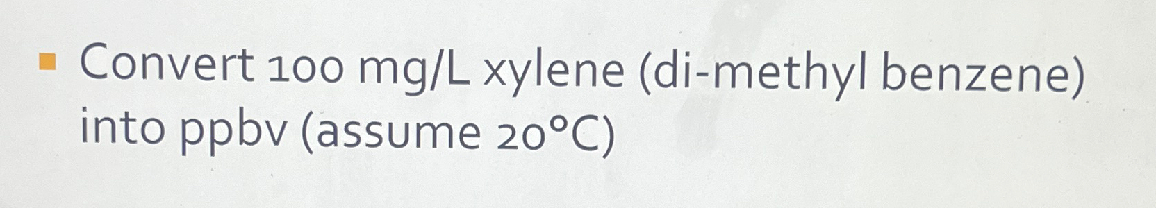 Convert 1 0 0 mg / L xylene ( di - methyl benzene