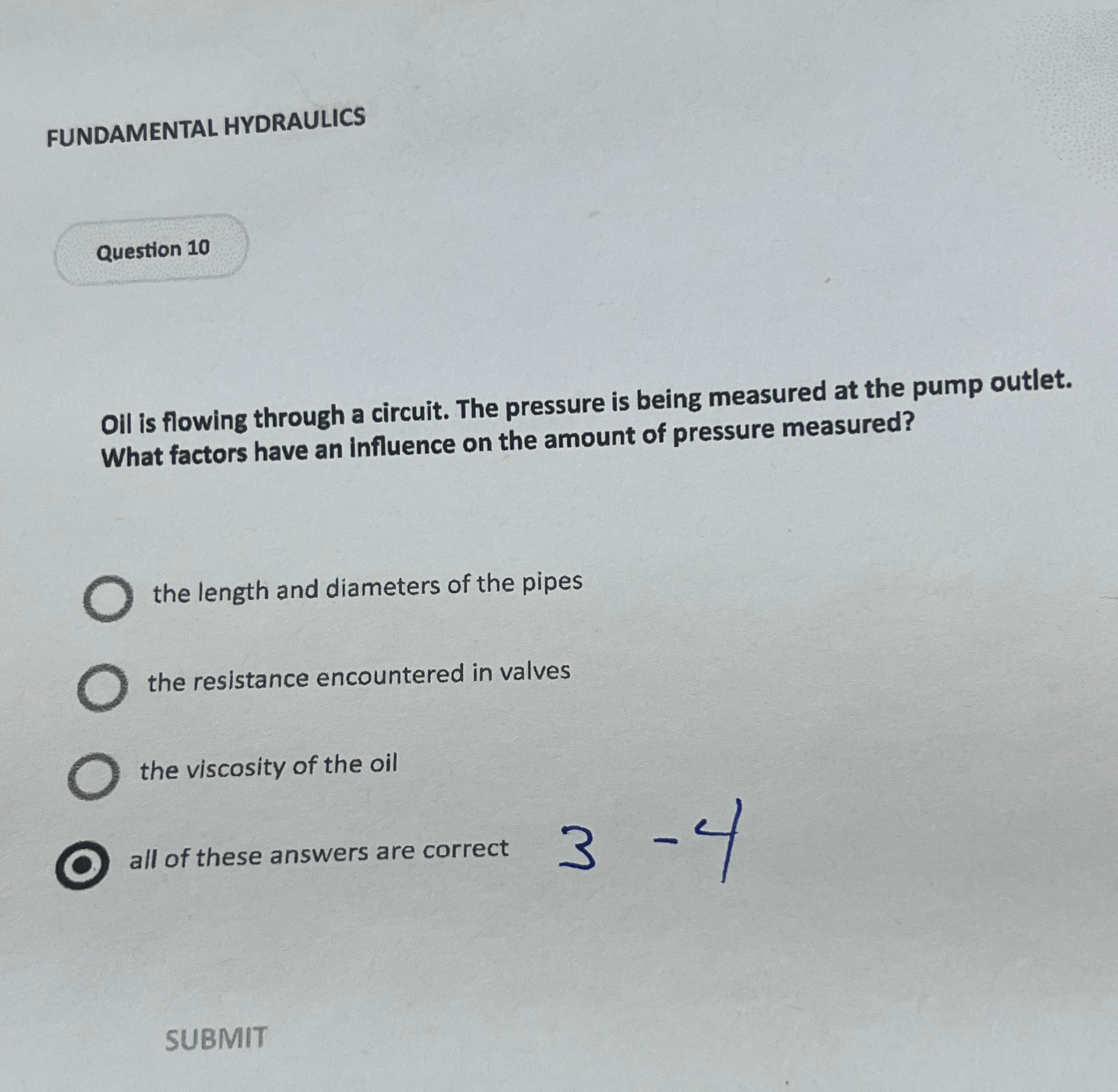 FUNDAMENTAL HYDRAULICS Oil is flowing through a