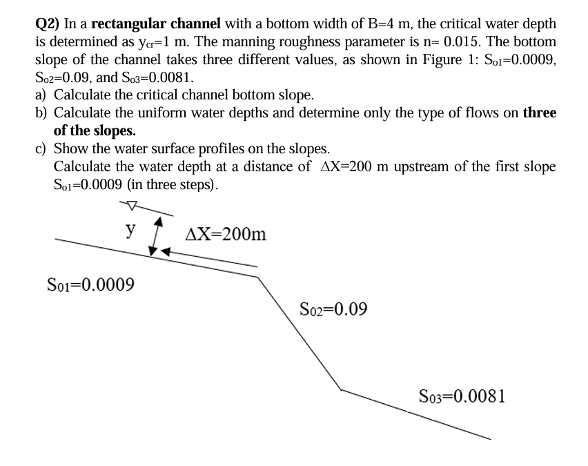Q 2 ) In a rectangular channel with a bottom
