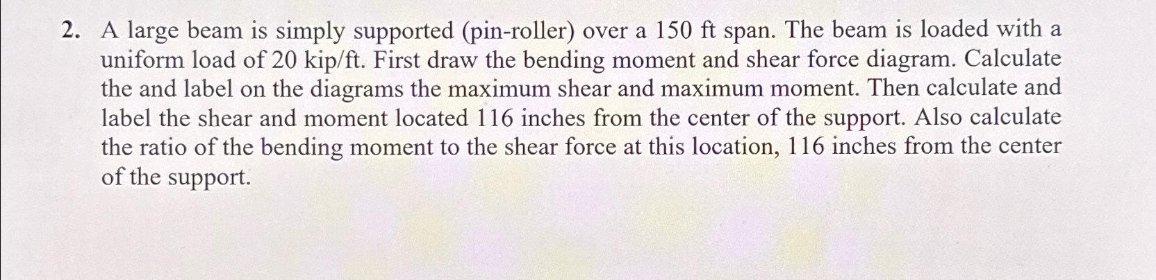 A large beam is simply supported ( pin - roller )