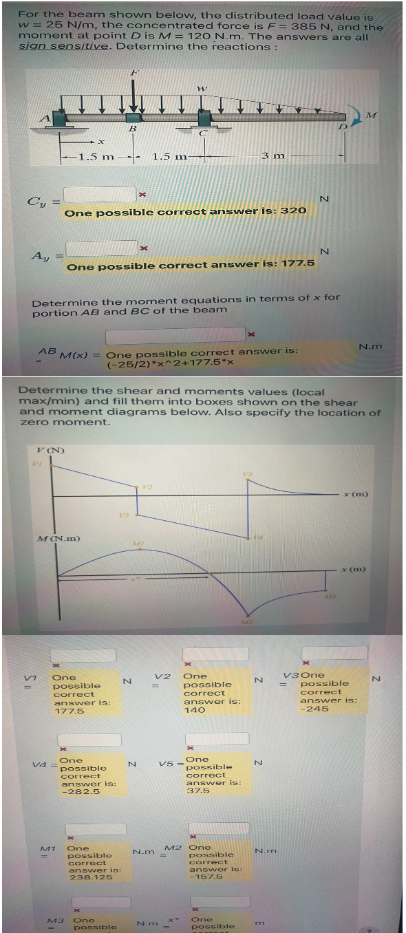 For the beam shown below, the distributed load
