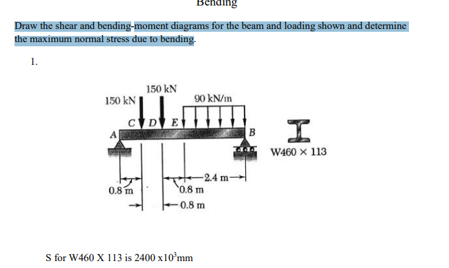 Draw the shear and bending - moment diagrams for