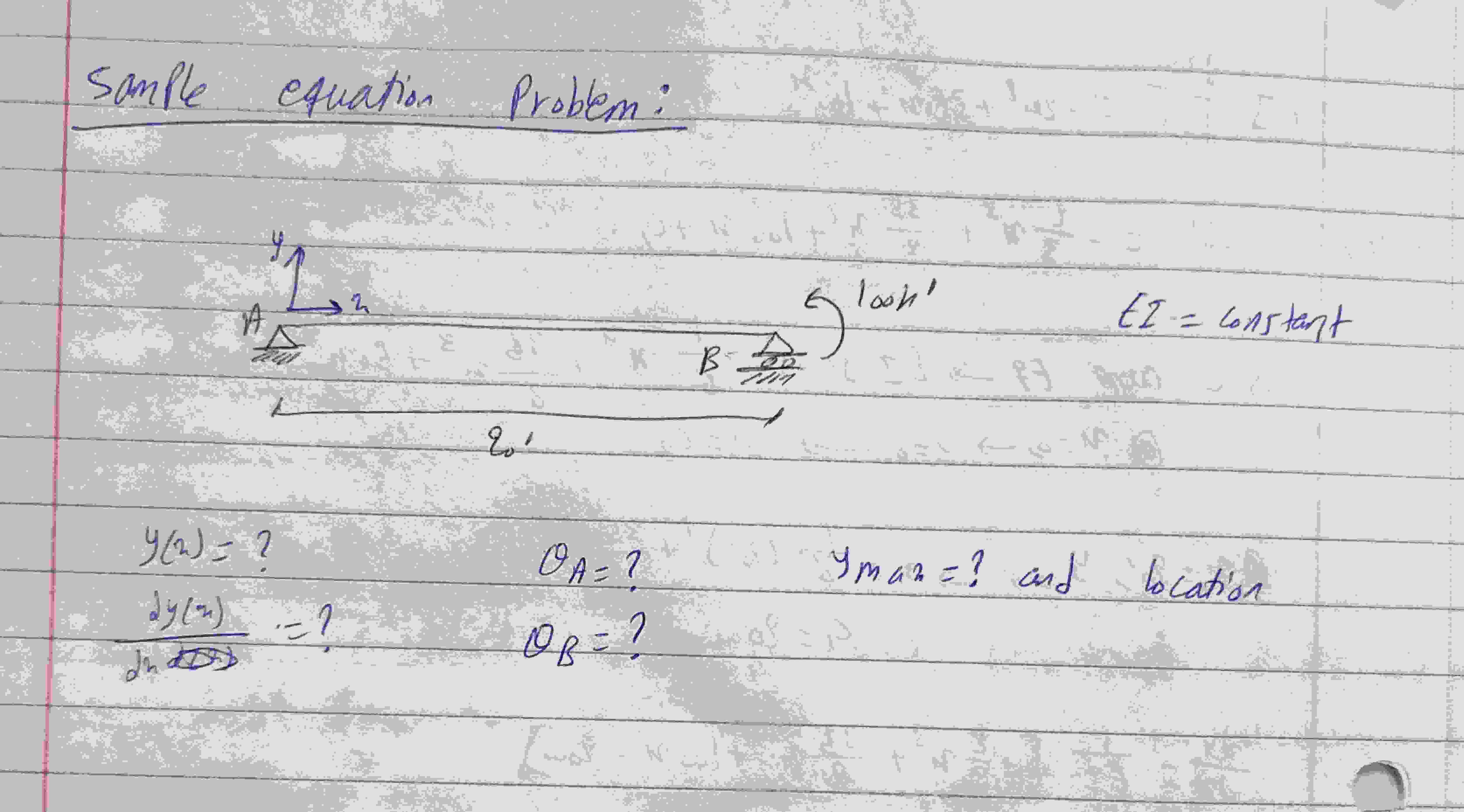 Ei = Constant Sample equation Problem: y ( x ) =