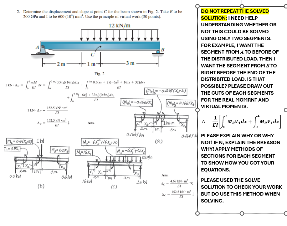 Determine the displacement and slope at point C