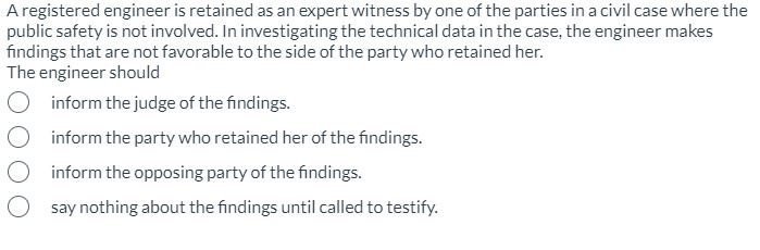 A registered engineer is retained as an expert