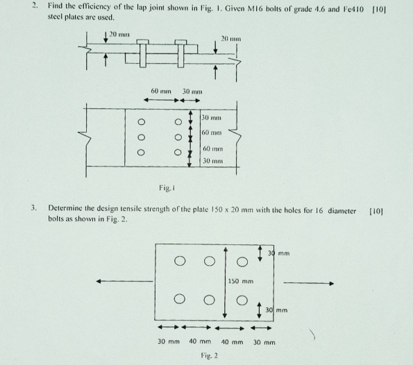 Find the efliciency of the lap joint shown in