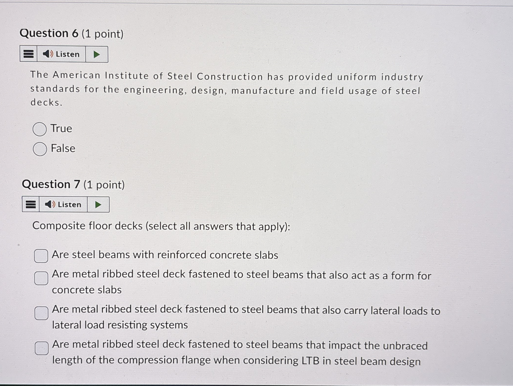 Question 6 ( 1 point ) The American Institute of