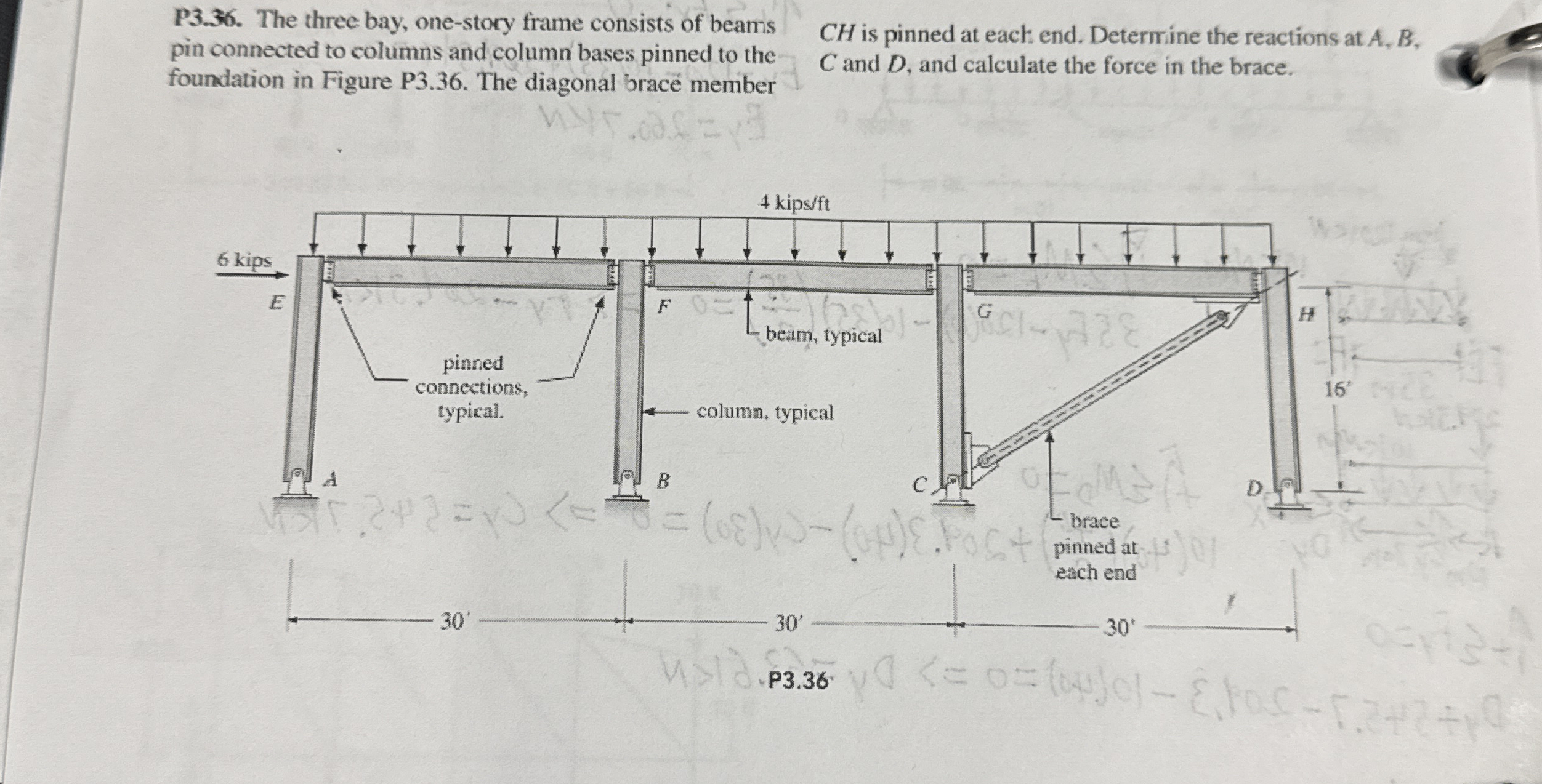 P 3 . 3 6 . The three bay, one - story frame