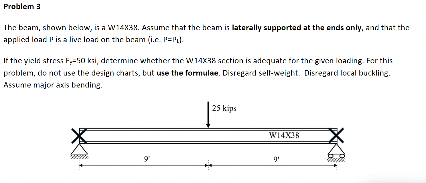 Problem 3 The beam, shown below, is a W 1 4 X 3 8