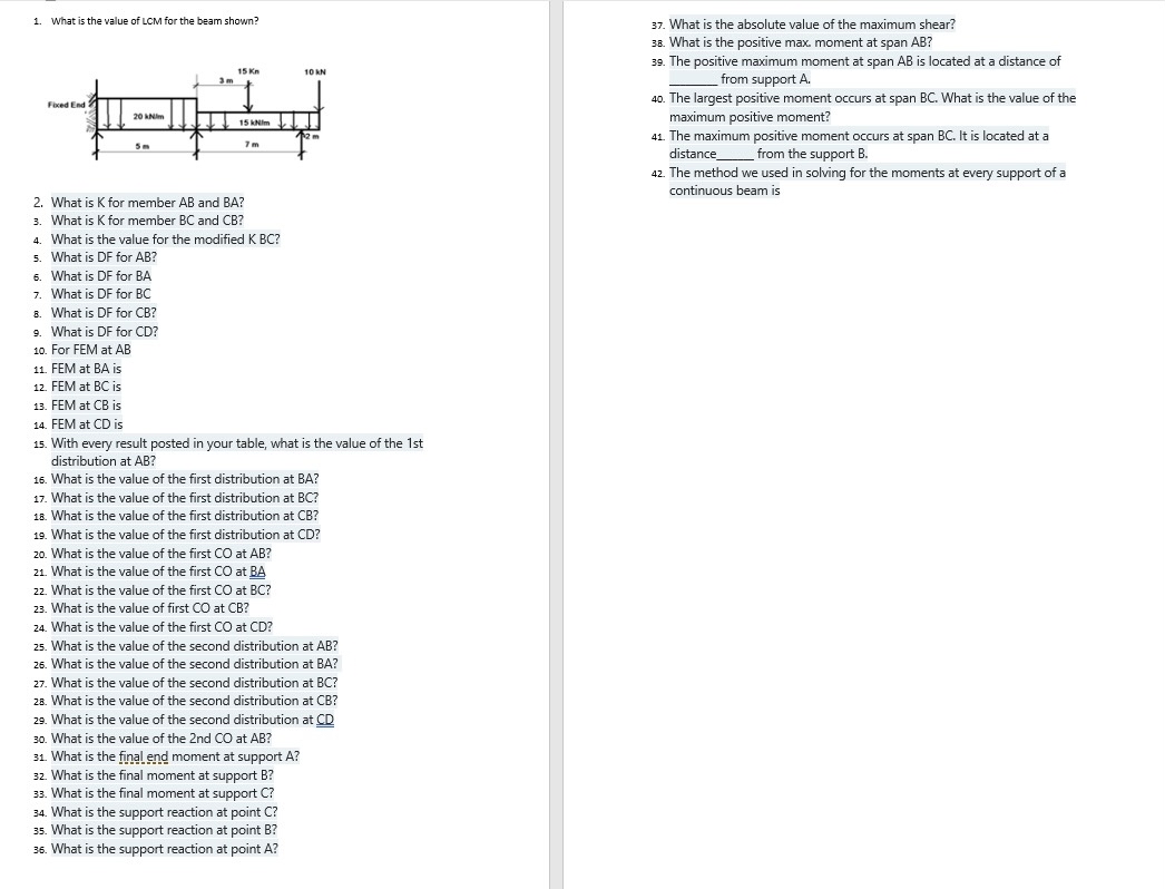 What is the value of LCM for the beam shown? What