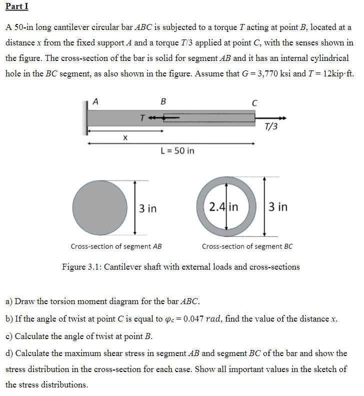 Part I A 5 0 - in long cantilever circular bar