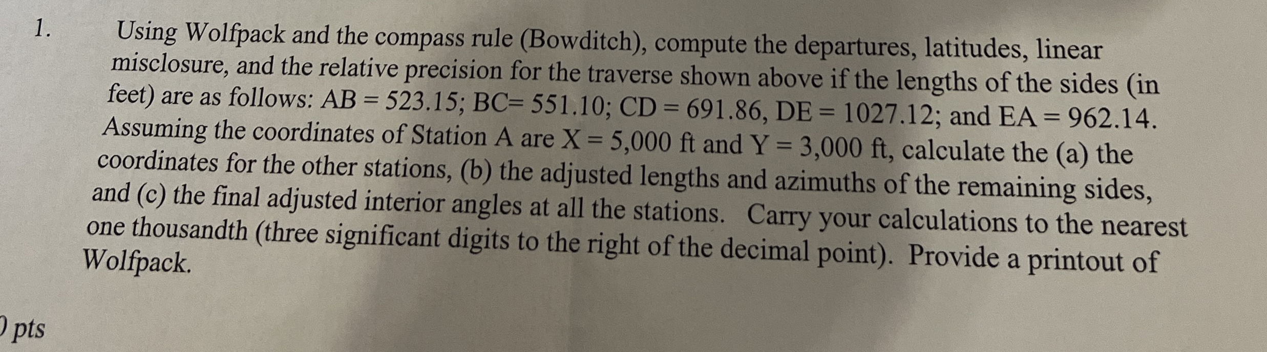 Using Wolfpack and the compass rule ( Bowditch )