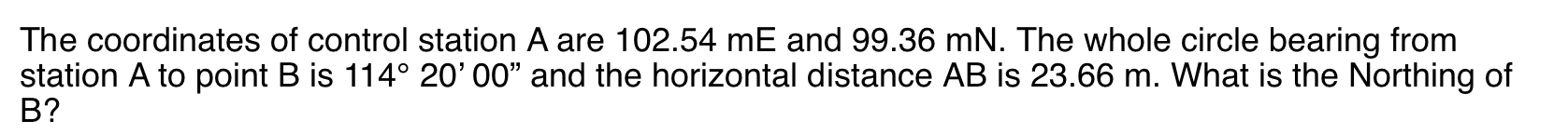 The coordinates of control station A are 1 0 2 .