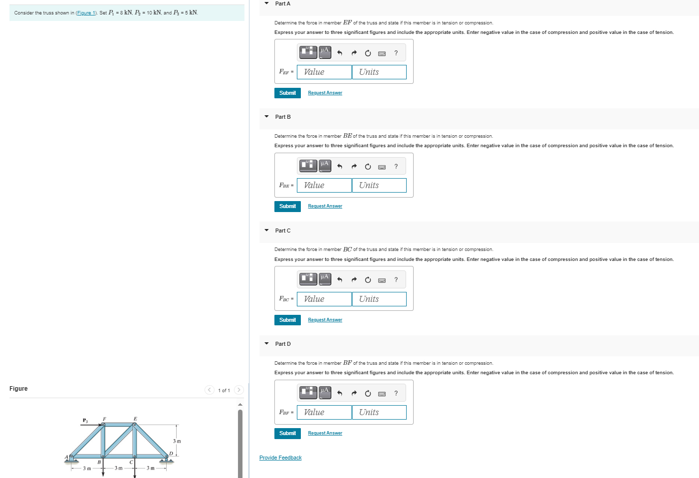 Consider the truss shown in ( Figure 1 ) . Set P