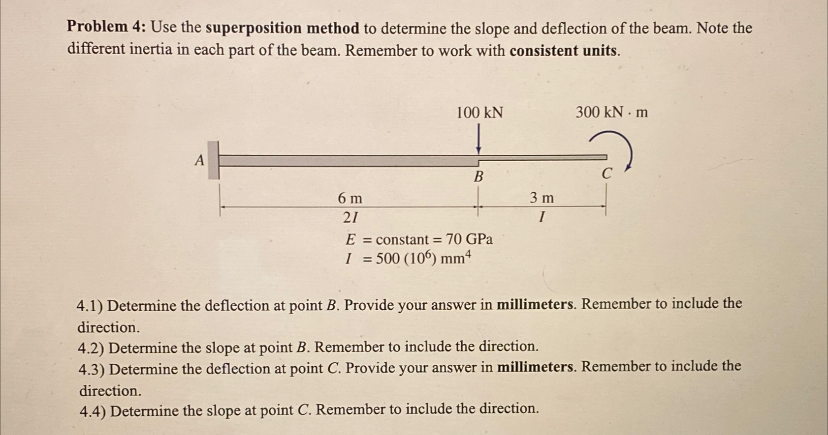 Problem 4 : Use the superposition method to