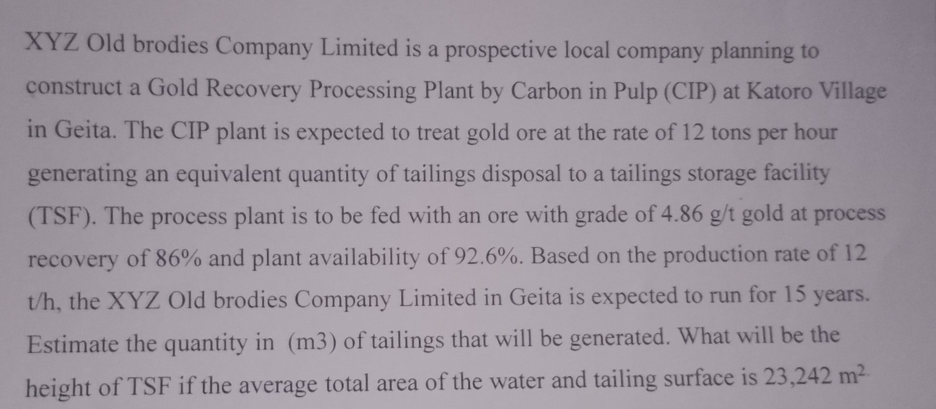 XYZ Old brodies Company Limited is a prospective
