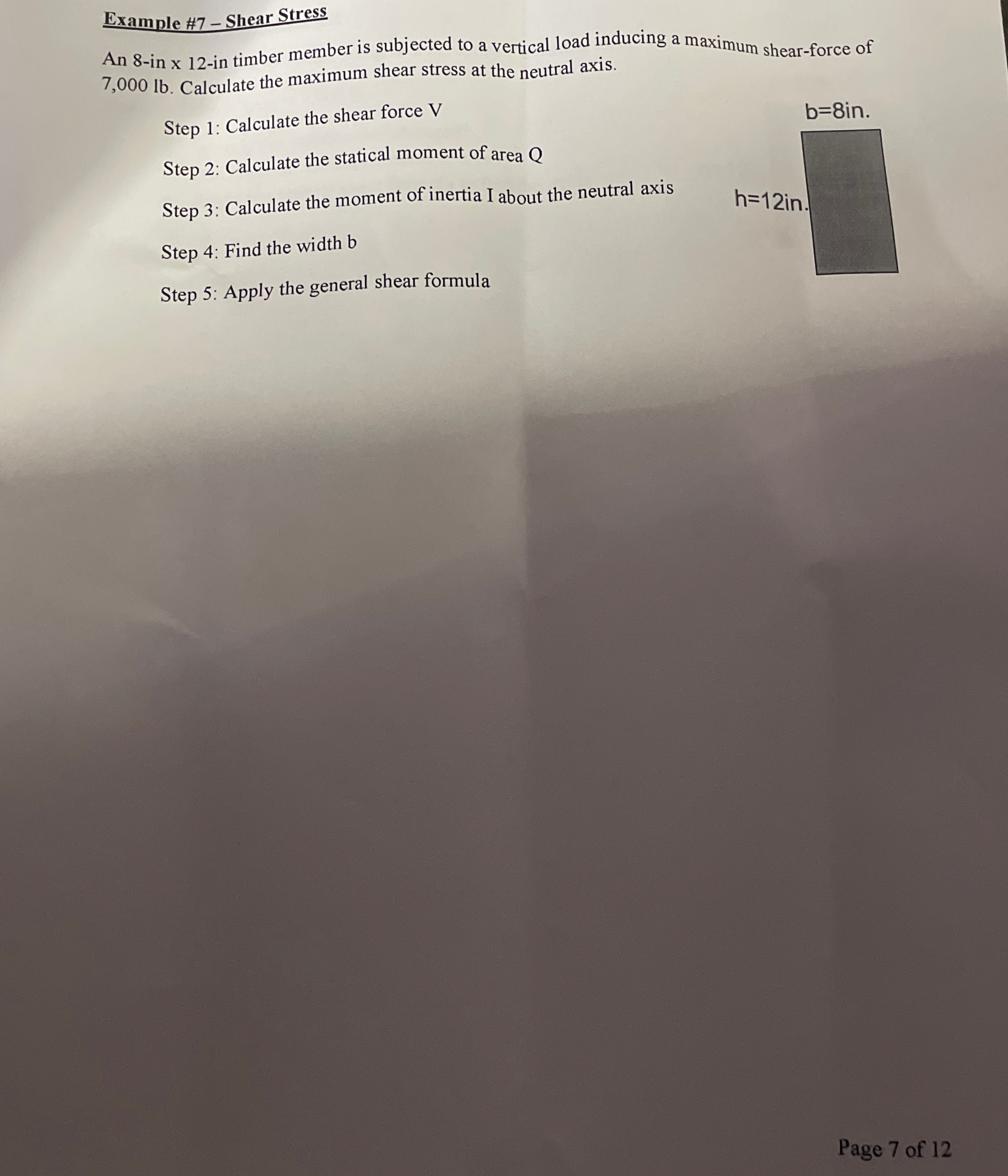 Example # 7 - Shear Stress An 8 - in 1 2 - in
