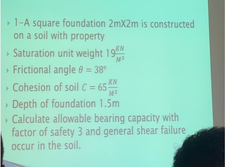 1 - A square foundation 2 m 2 m is constructed on