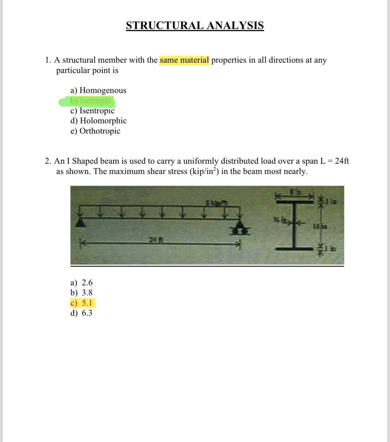 STRUCTURAL ANALYSIS A structural member with the