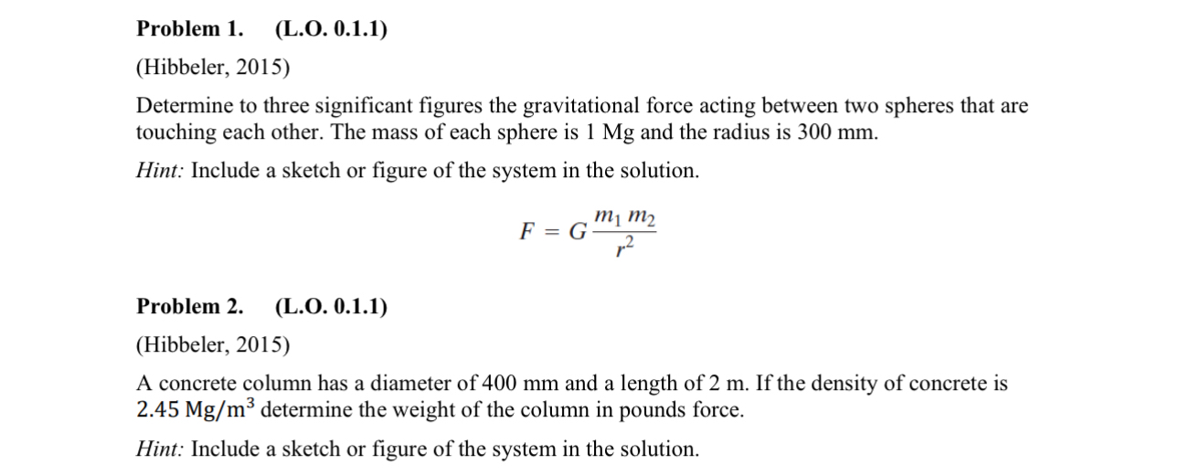 Problem 1 . ( L . O . 0 . 1 . 1 ) ( Hibbeler , 2
