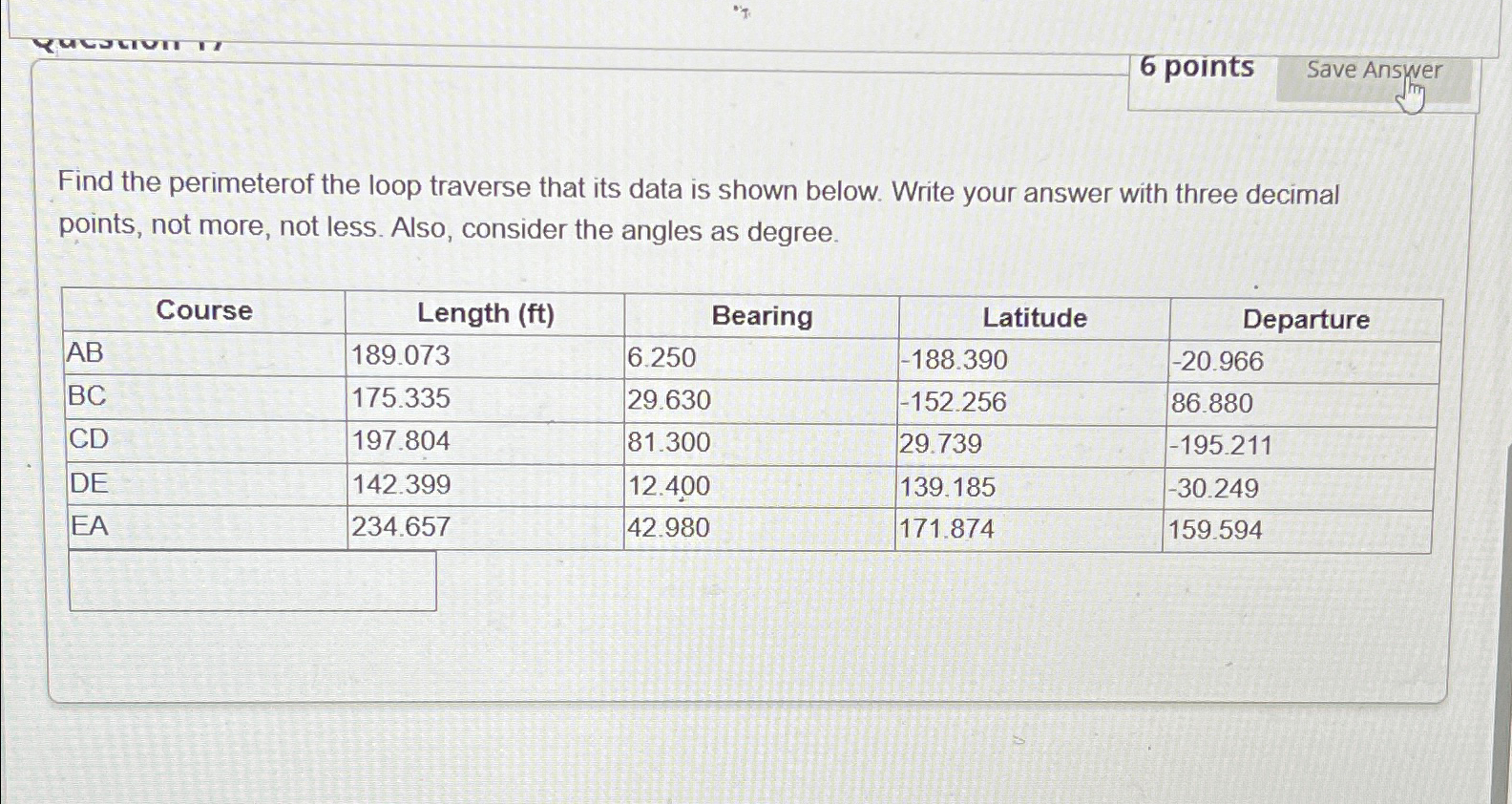 Find the perimeterof the loop traverse that its