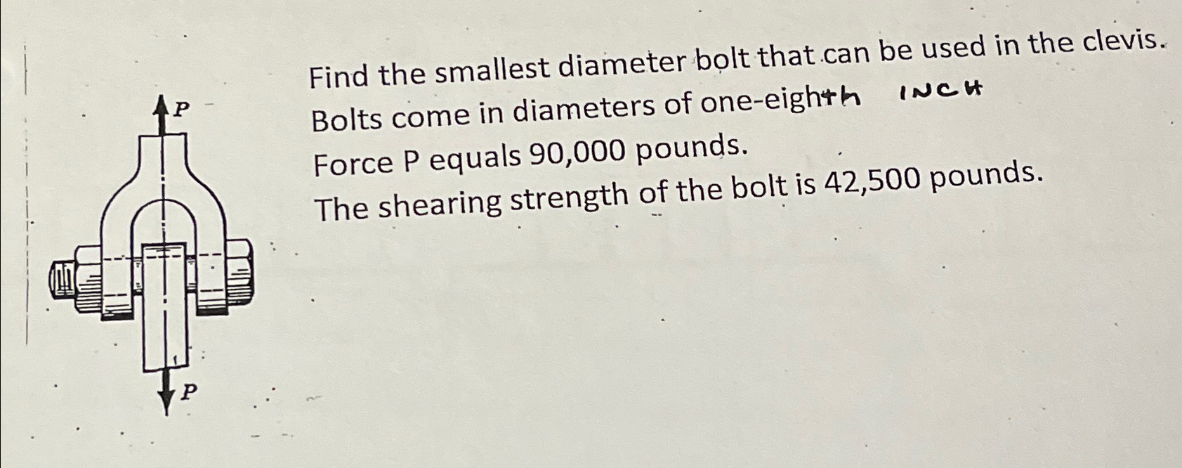 Find the smallest diameter bolt that can be used