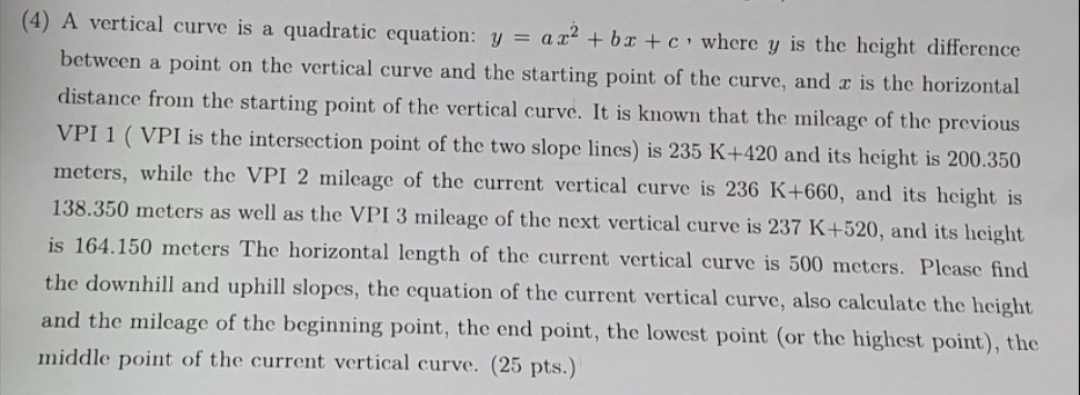 Surveying civil engineering vertical parapolic