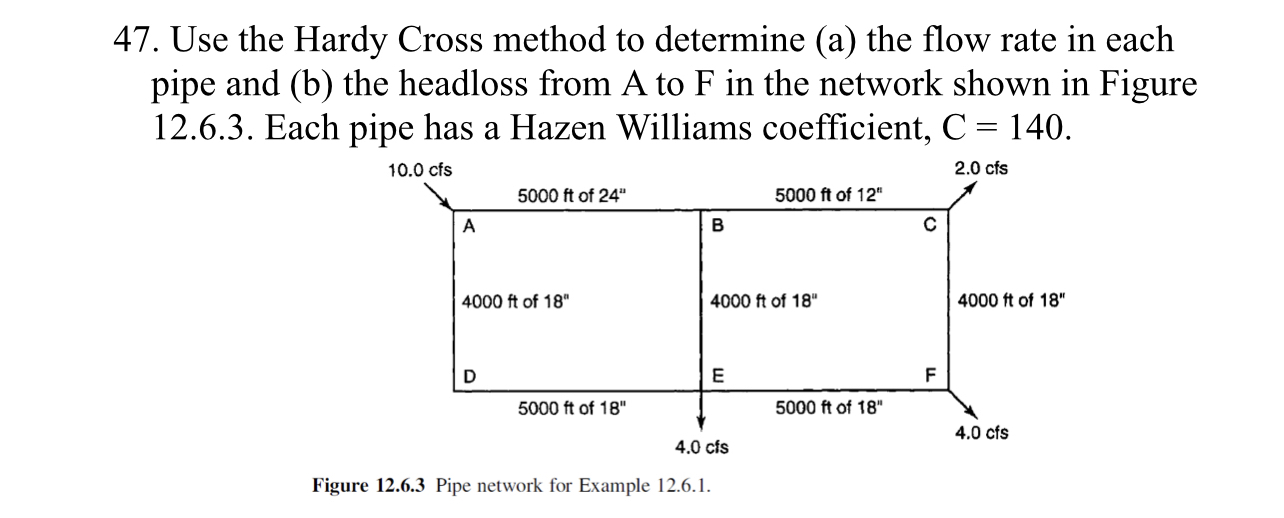 Use the Hardy Cross method to determine ( a ) the
