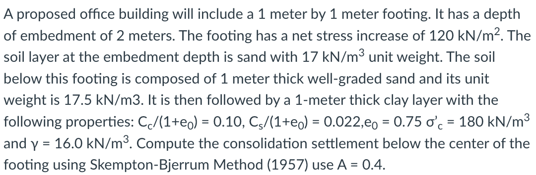 A proposed office building will include a 1 meter