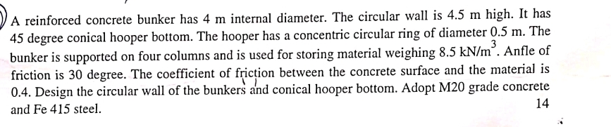 A reinforced concrete bunker has 4 m internal