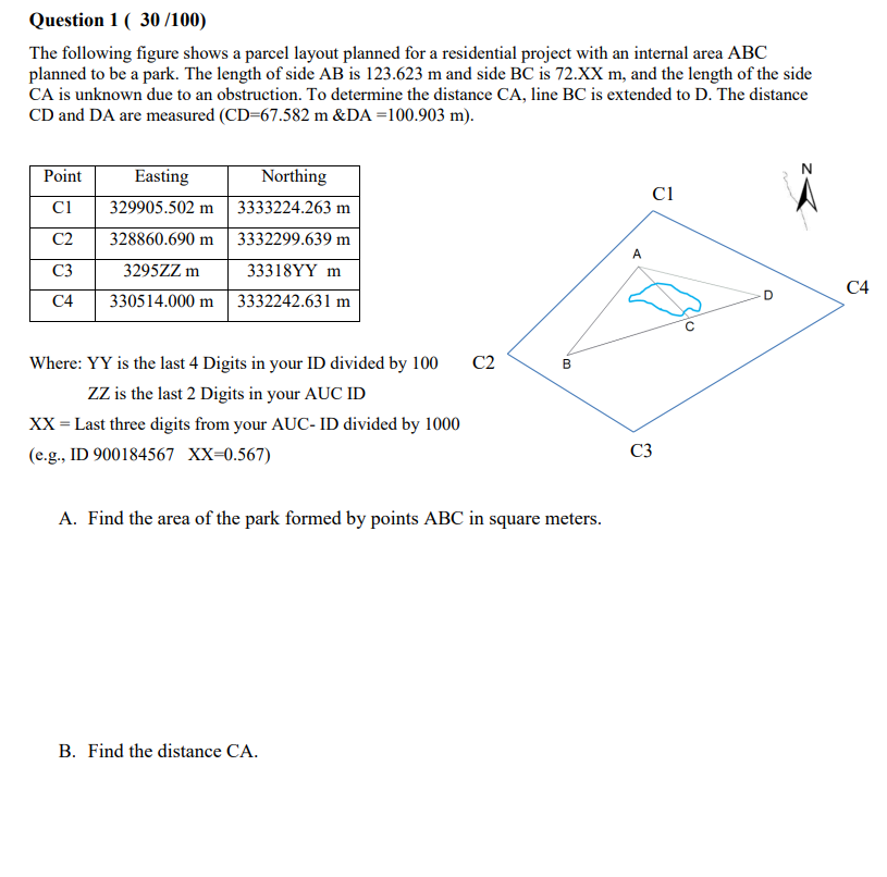 Question 1 The following figure shows a parcel