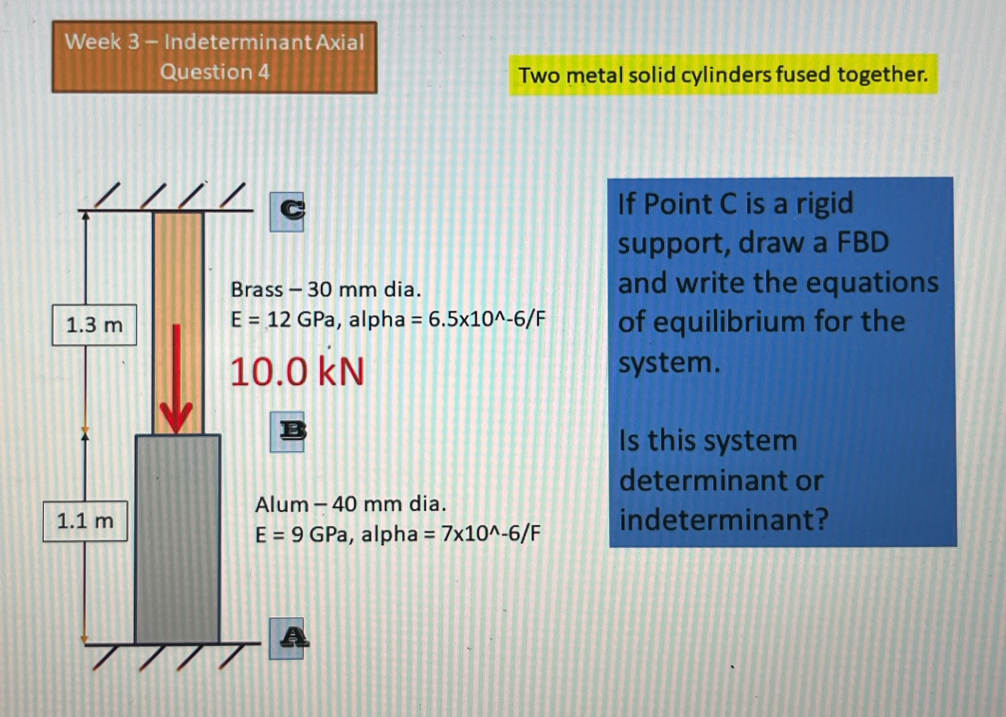Week 3 - Indeterminant Axial Question 4 Two metal